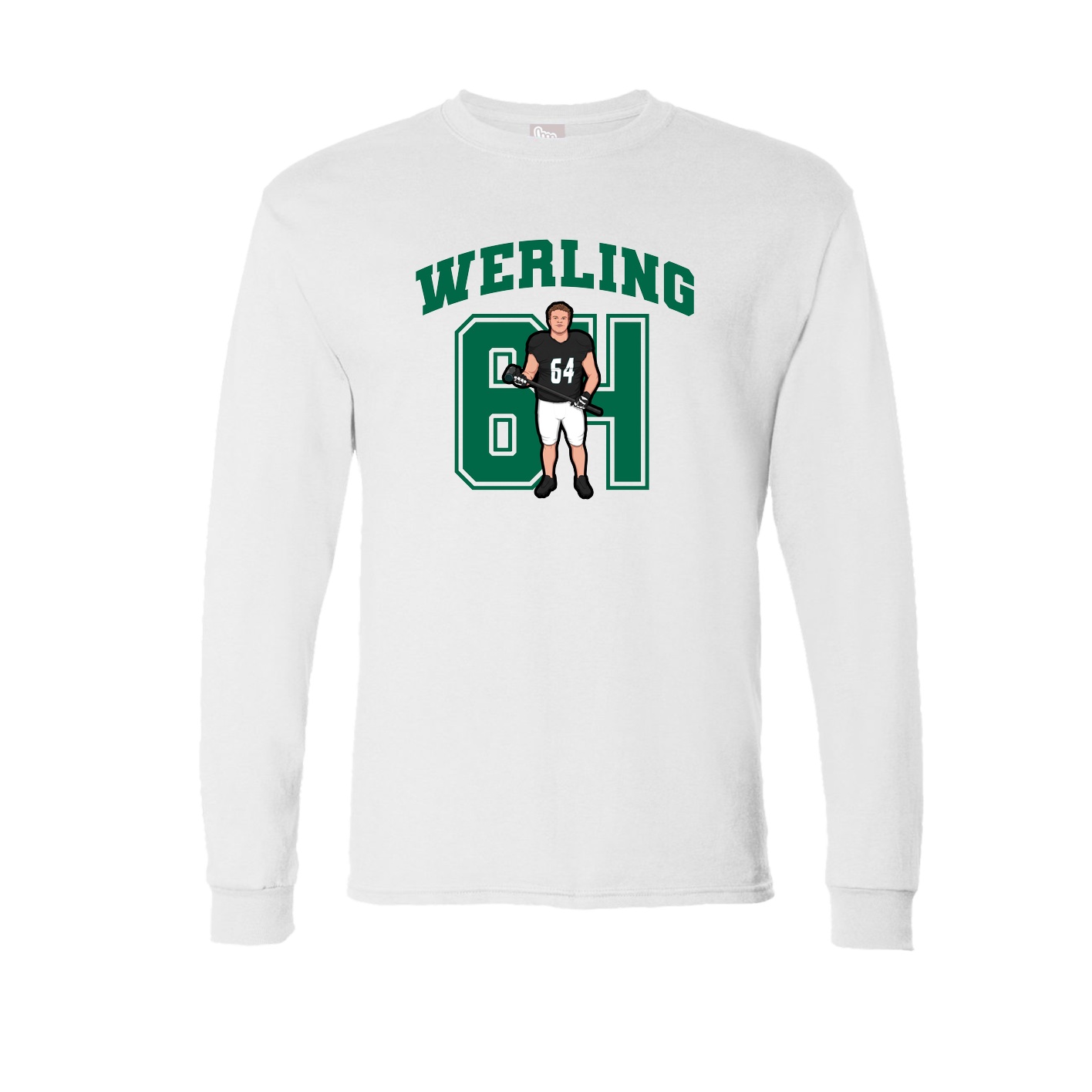 Long Sleeve Tee — Number in White