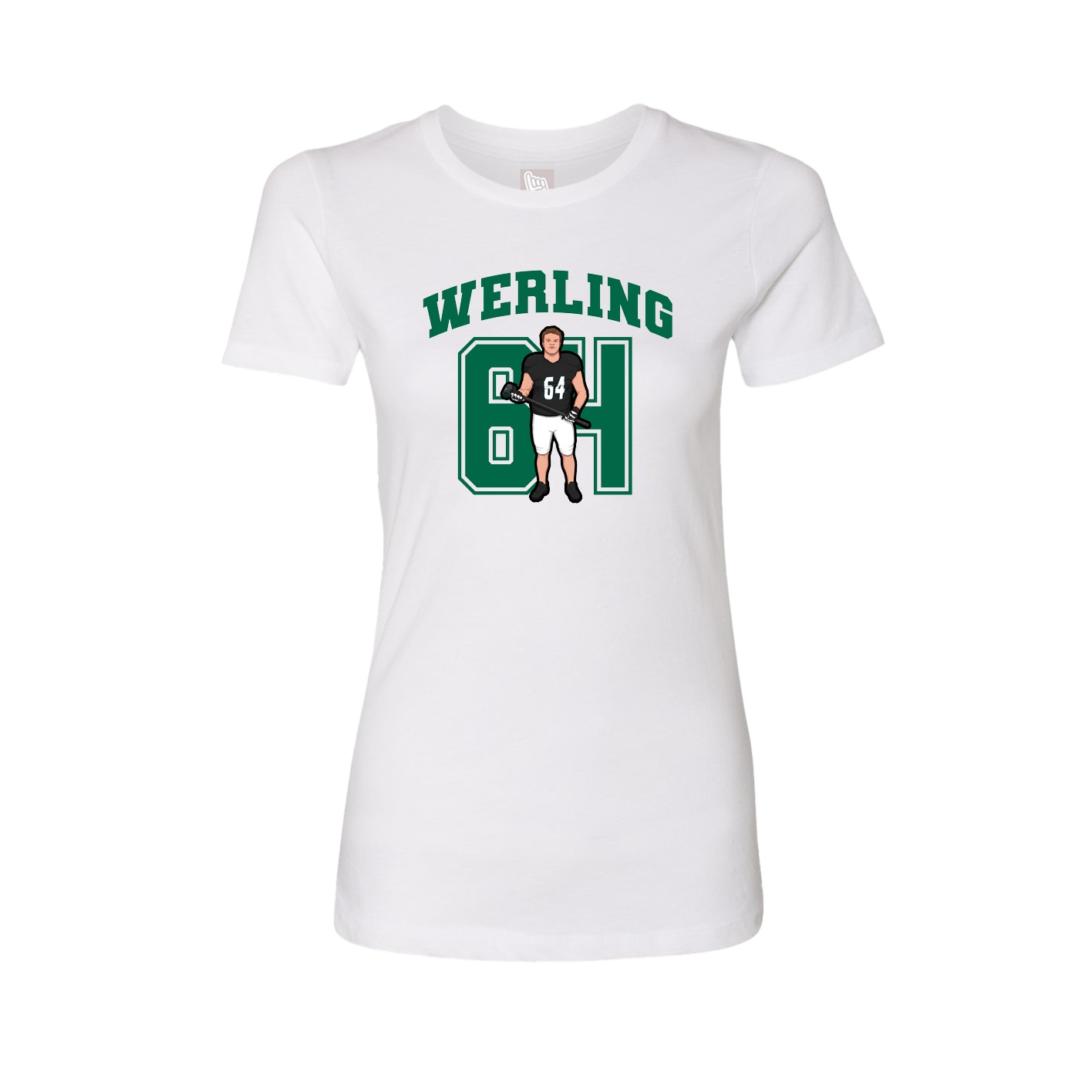 Fitted Women's Tee — Number in White