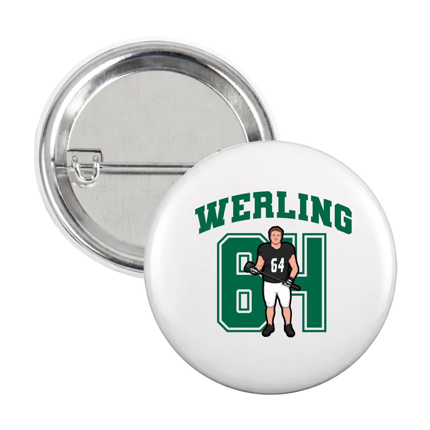 Game Day Button — Number in White