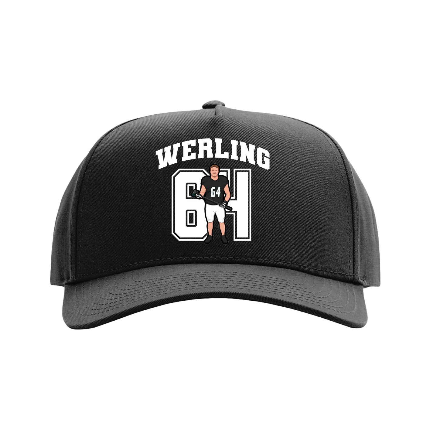 Full Fabric Five-Panel Champ Cap — Number in Black