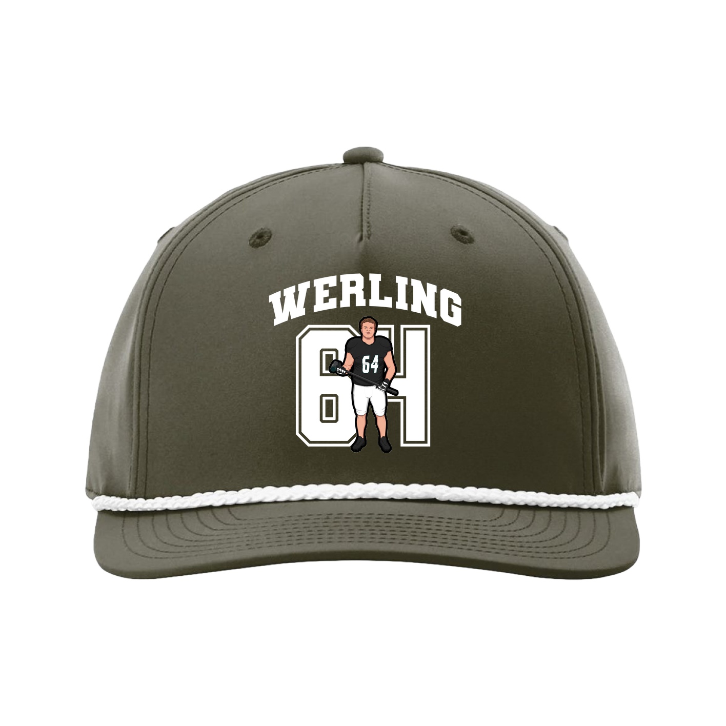 Five-Panel Classic Rope Cap — Number in Green