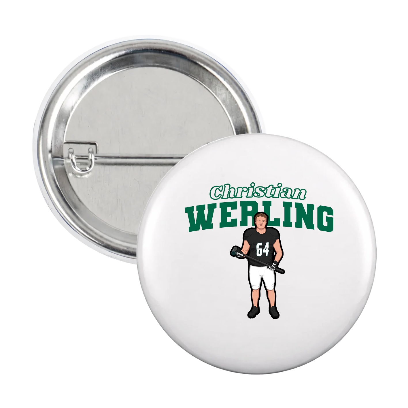 Game Day Button — Name Arch in White