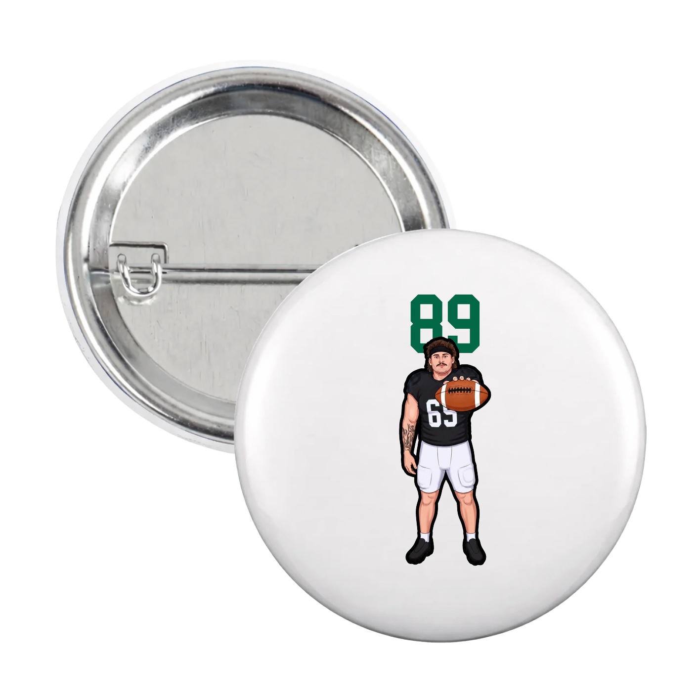 Game Day Button — Number Top in White