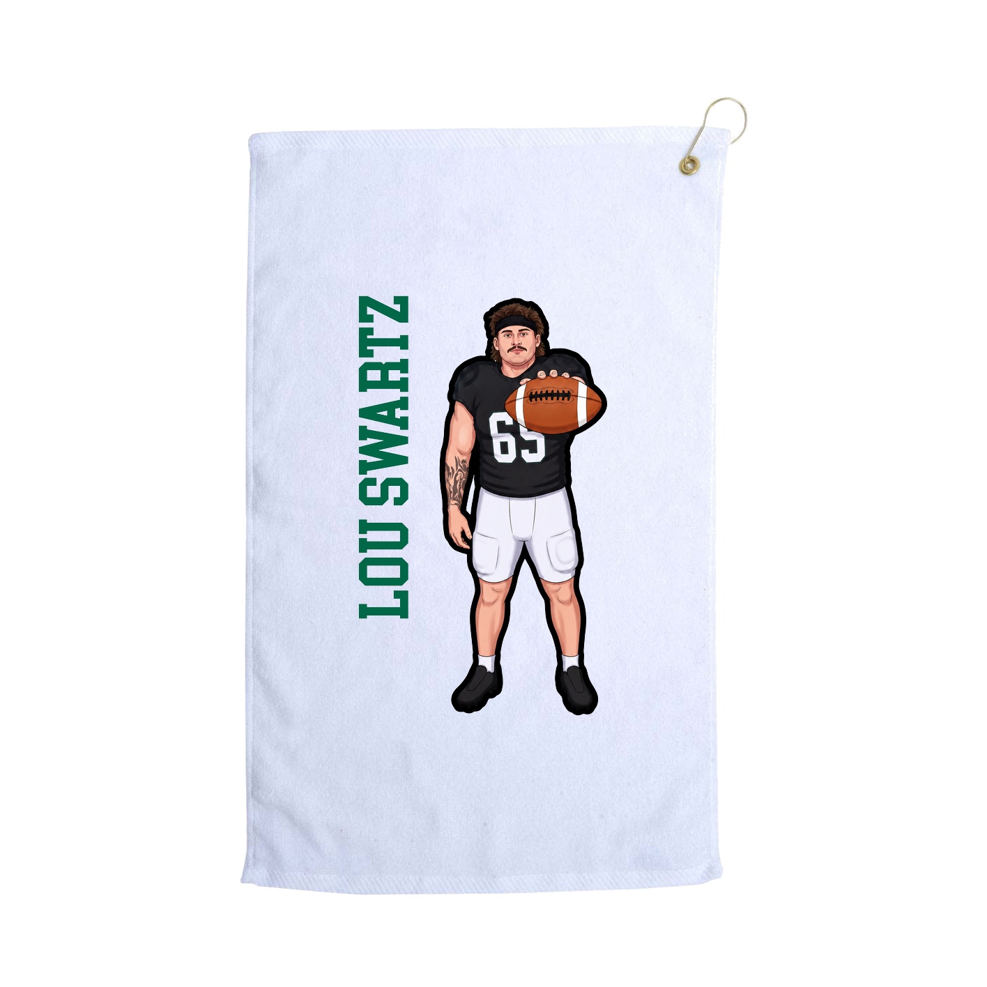 Golf Towel — Name Vertical in White