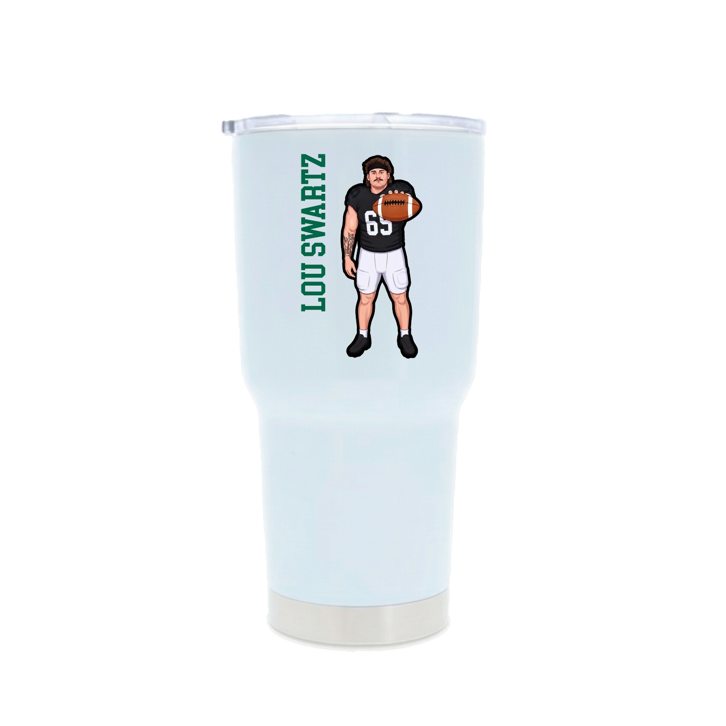 30oz Stainless Steel Tumbler — Name Vertical in White