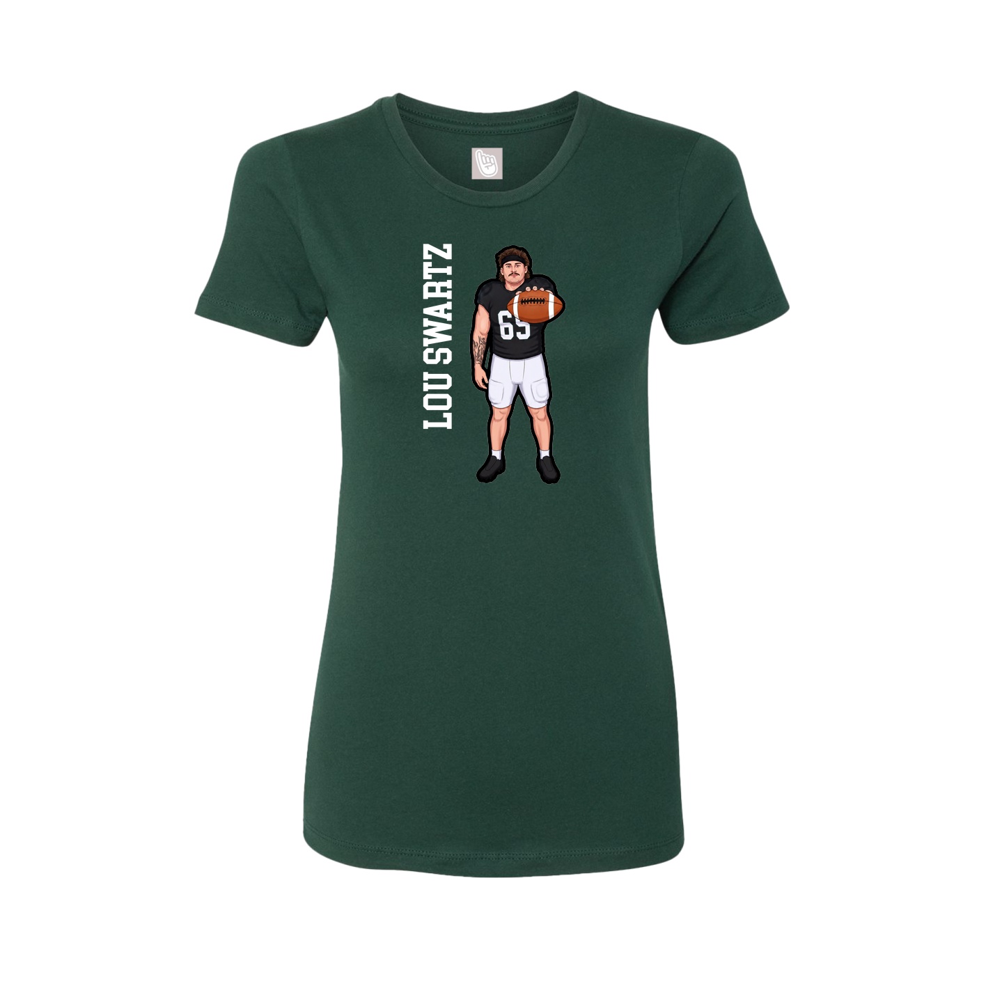 Fitted Women's Tee — Name Vertical in Green