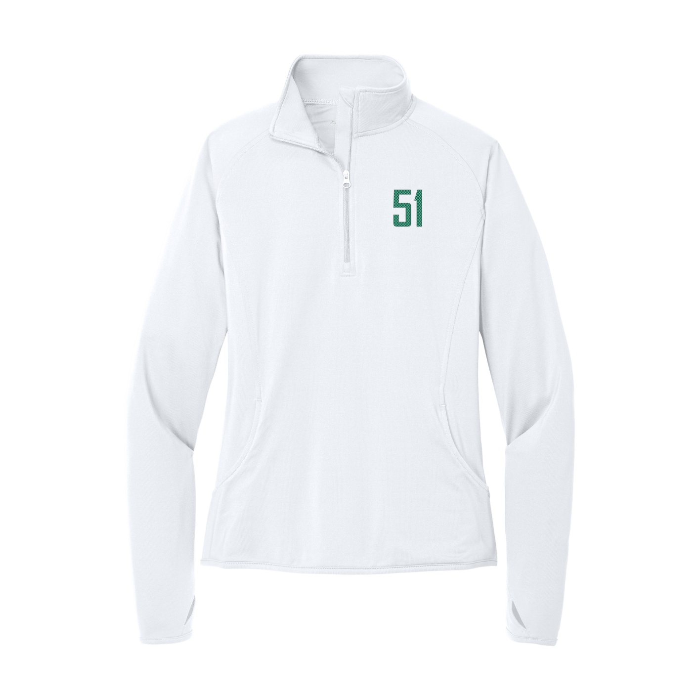 Women's Q-Zip Pullover — Front Shirsy in White