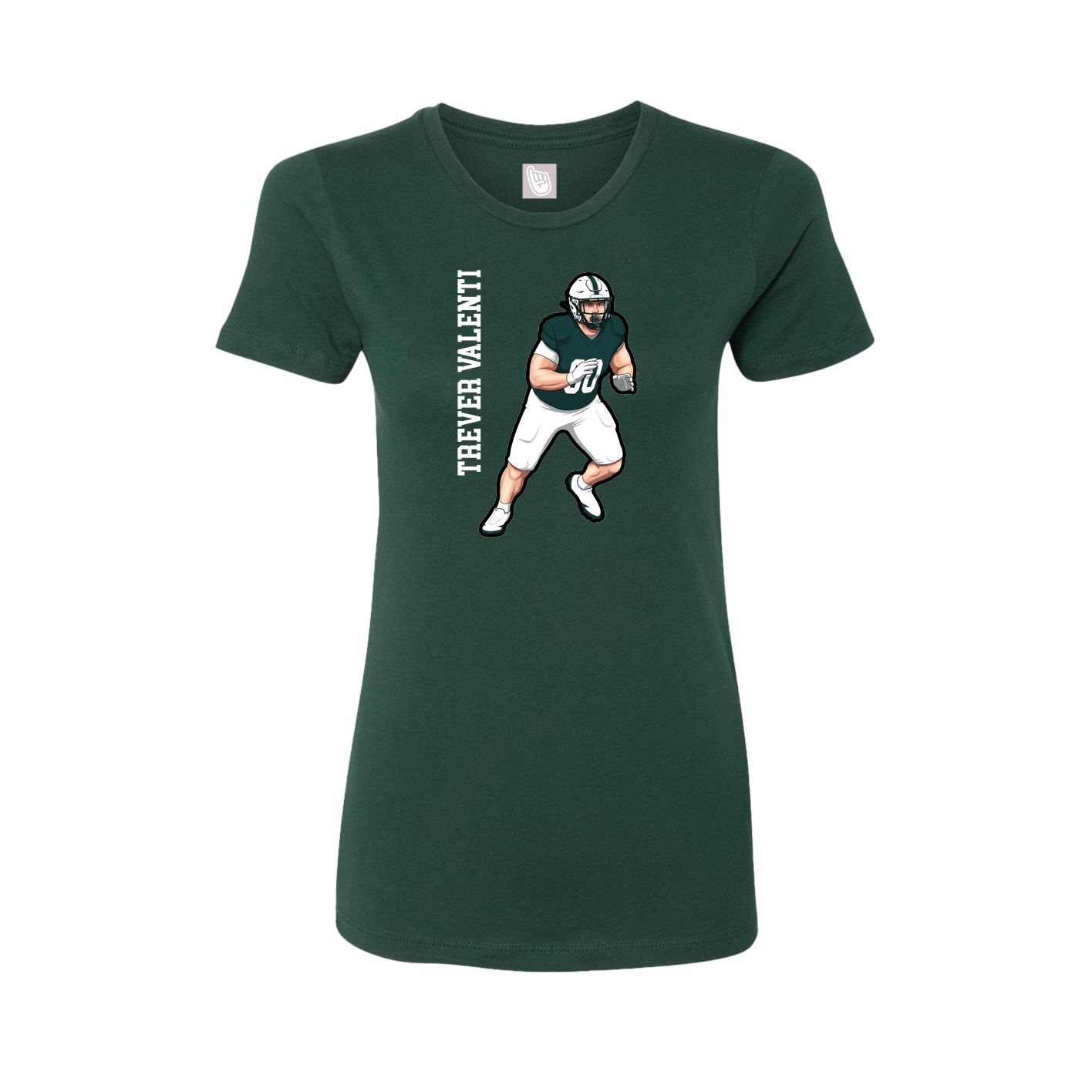 Fitted Women's Tee — Name Vertical in Green