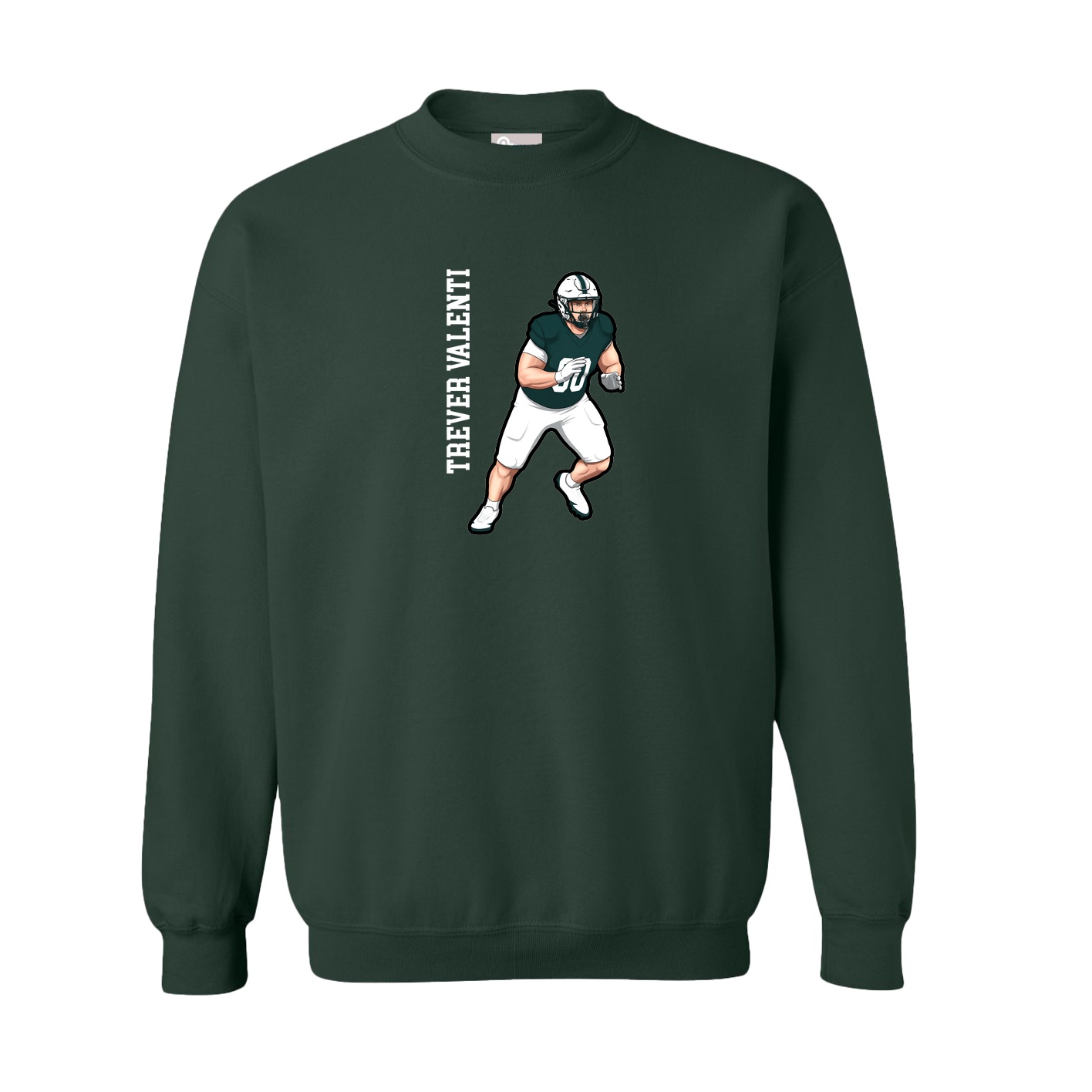 Fleece Crew — Name Vertical in Green