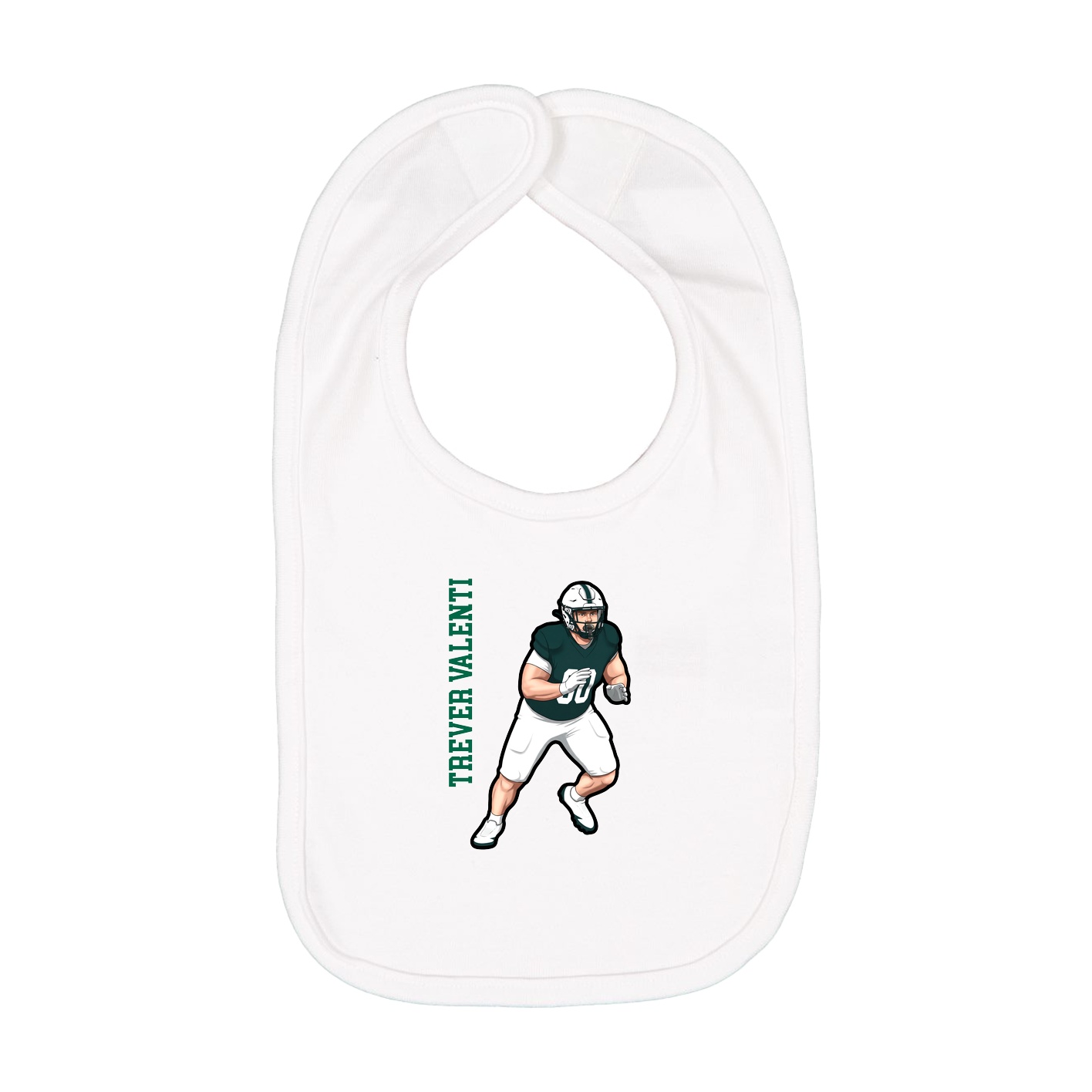 Infant Bib — Name Vertical in White