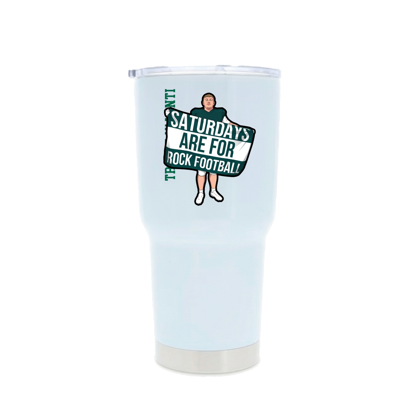 30oz Stainless Steel Tumbler — Name Vertical in White