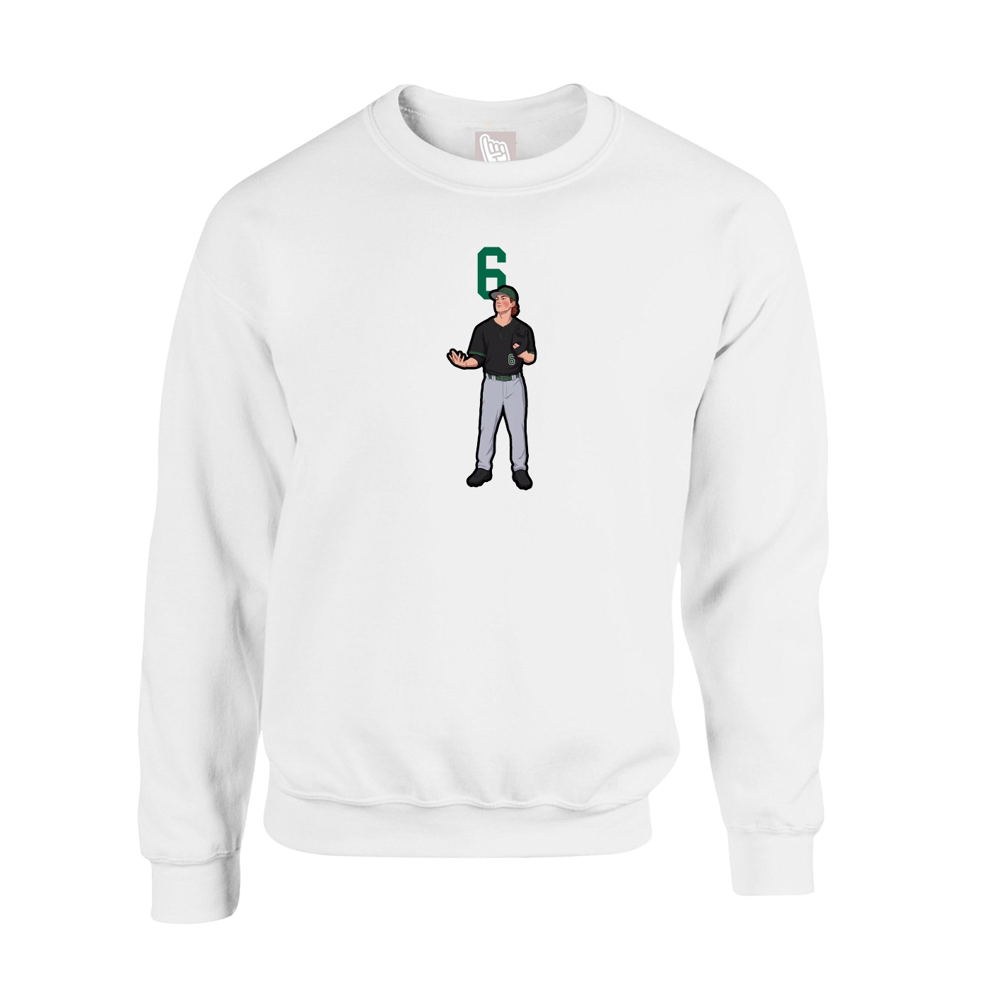 Fleece Crew — Number Top in White