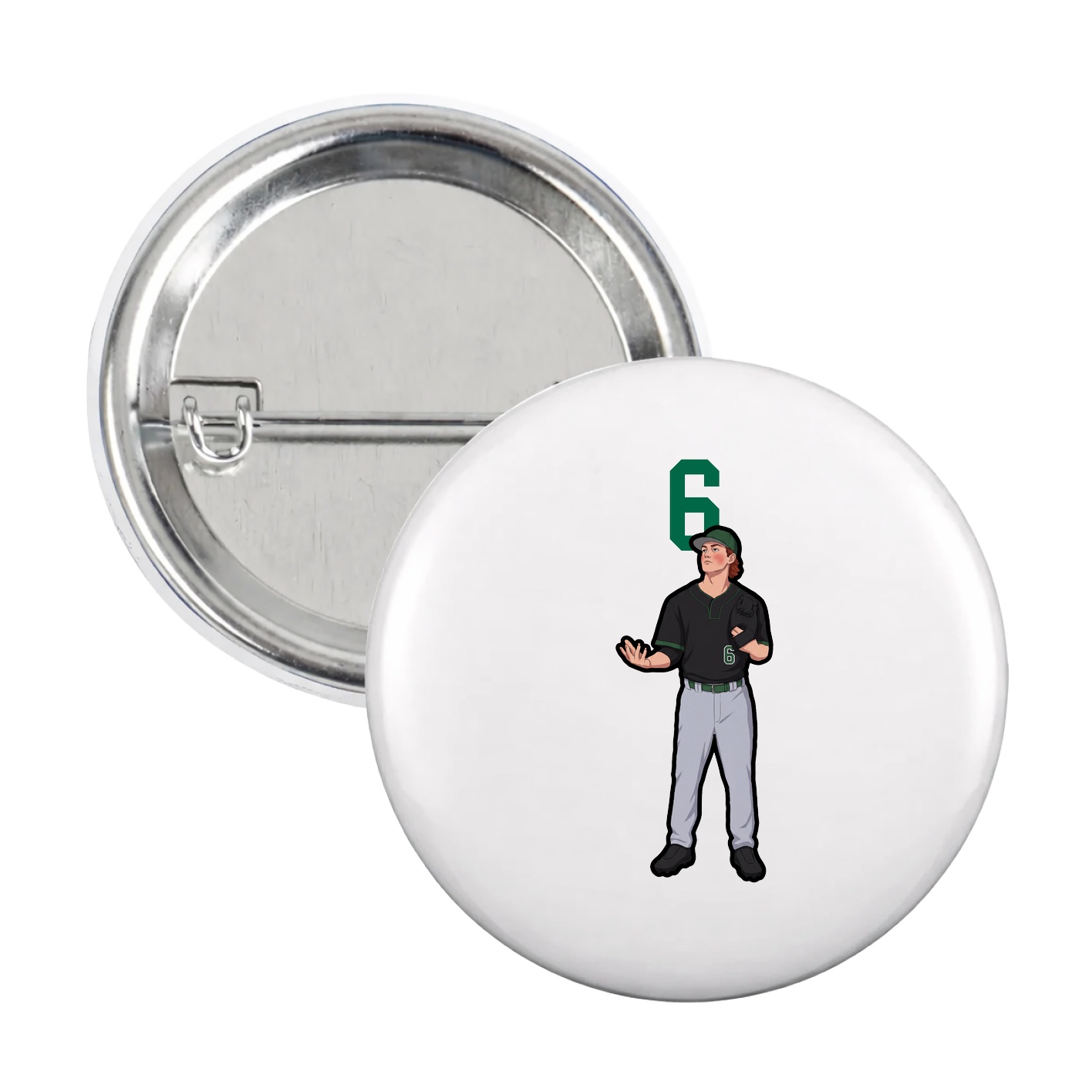 Game Day Button — Number Top in White