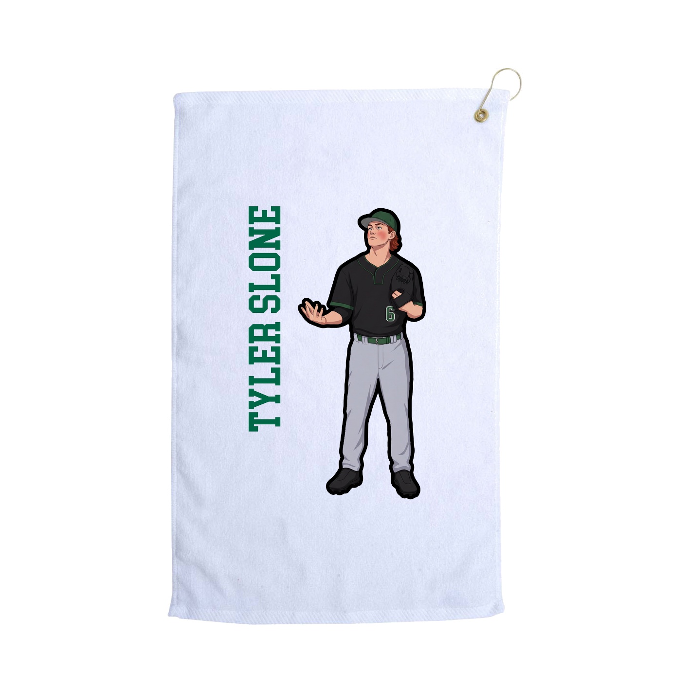 Golf Towel — Name Vertical in White