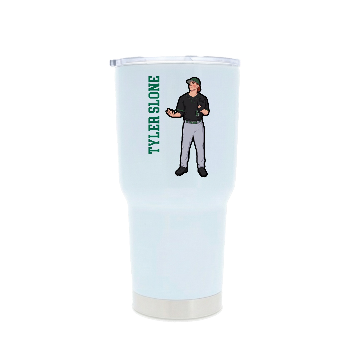 30oz Stainless Steel Tumbler — Name Vertical in White