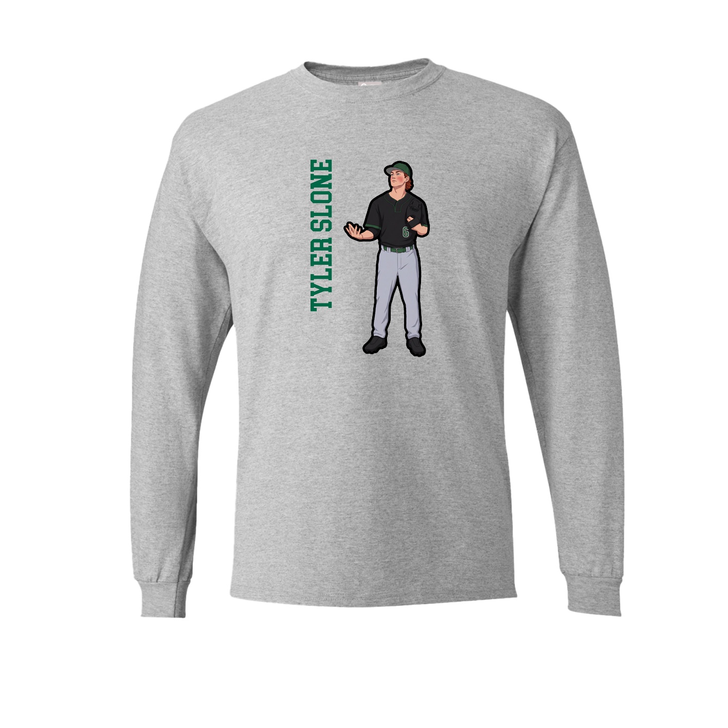 Long Sleeve Tee — Name Vertical in Grey
