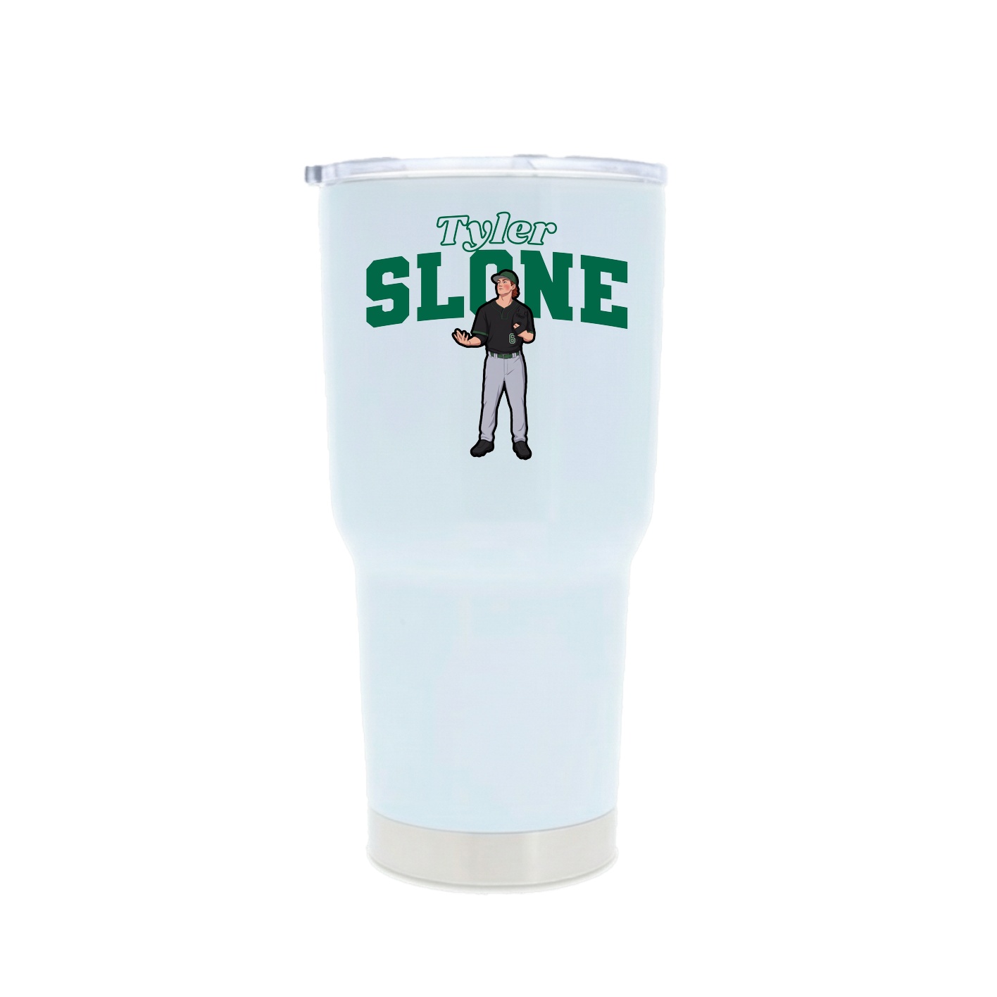 30oz Stainless Steel Tumbler — Name Arch in White