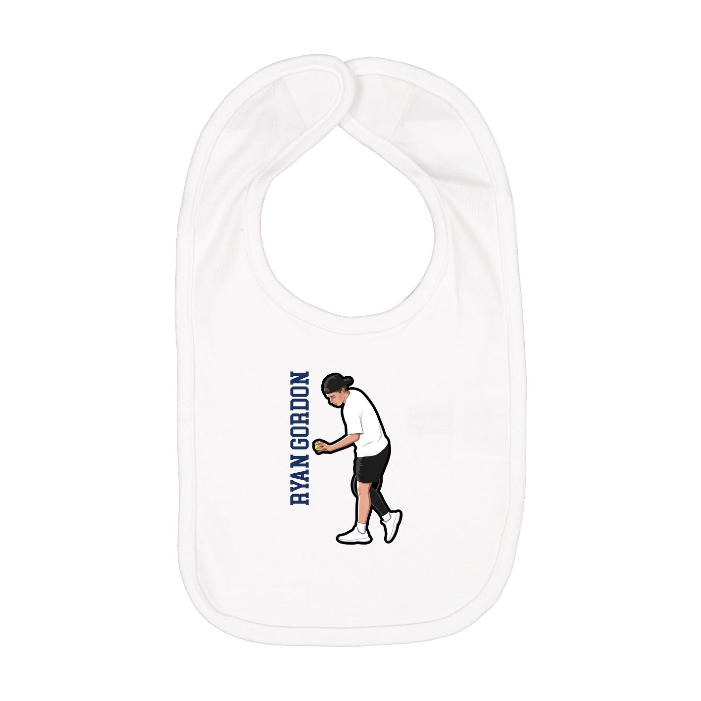 Infant Bib — Name Vertical in White