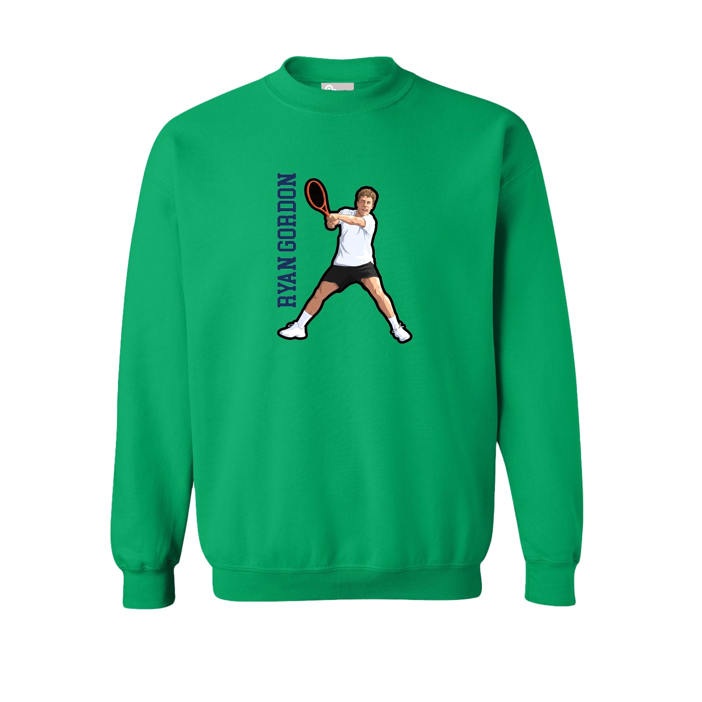 Fleece Crew — Name Vertical in Green