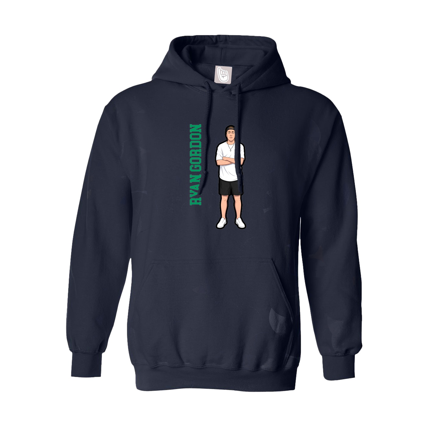 Hoodie — Name Vertical in Navy