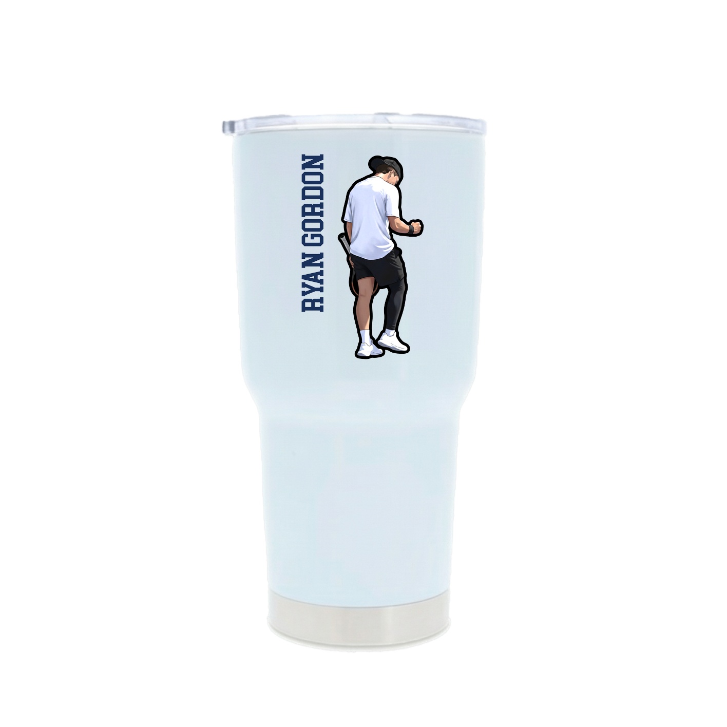 30oz Stainless Steel Tumbler — Name Vertical in White