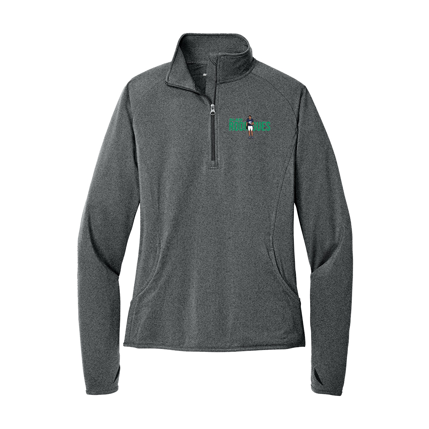 Women's Q-Zip Pullover — Player Name in Grey