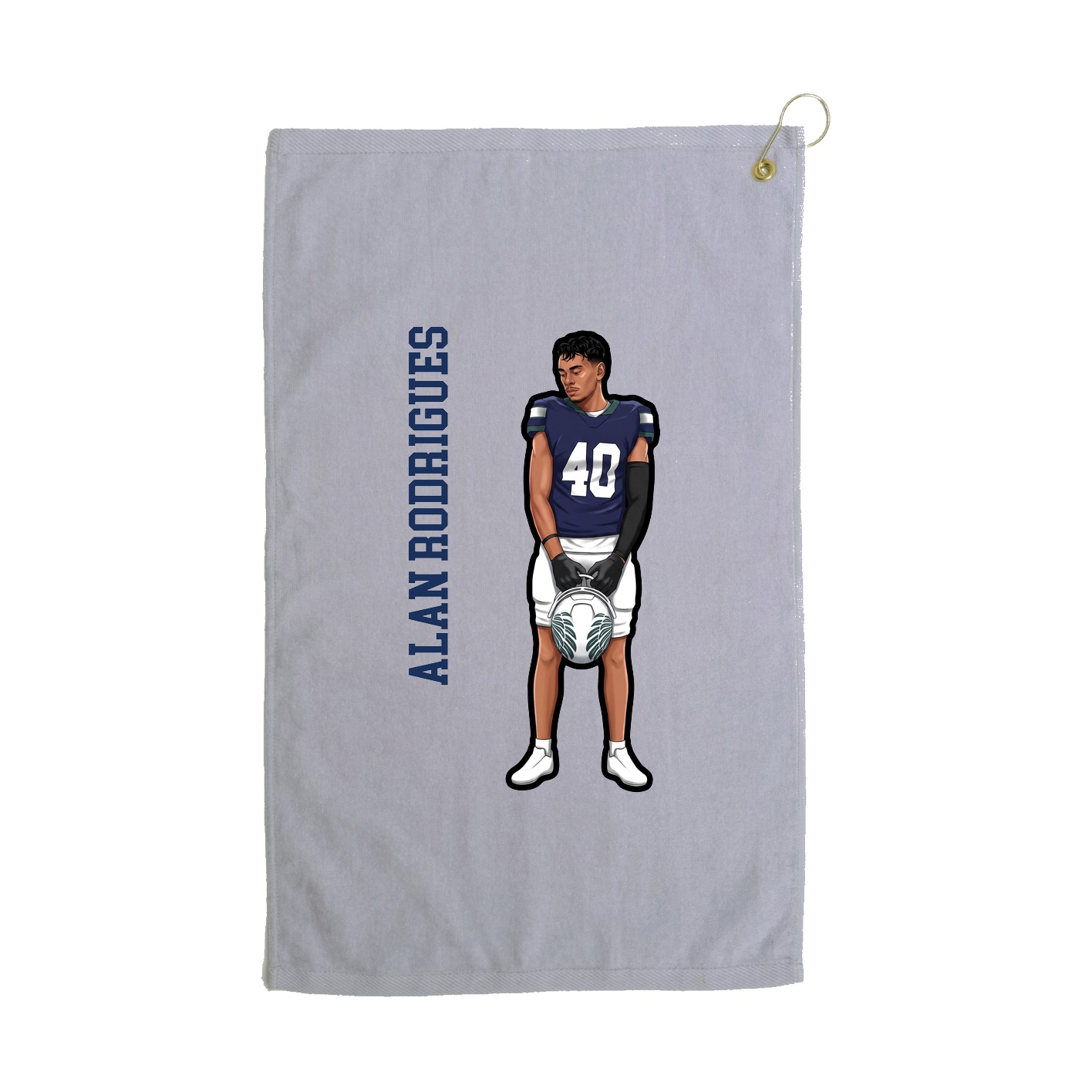Golf Towel — Name Vertical in Grey