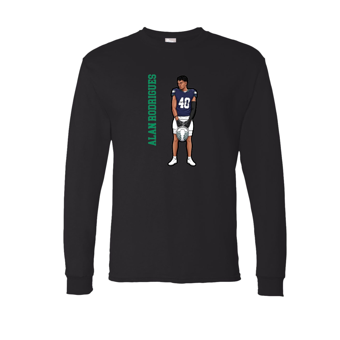 Long Sleeve Tee — Name Vertical in Black