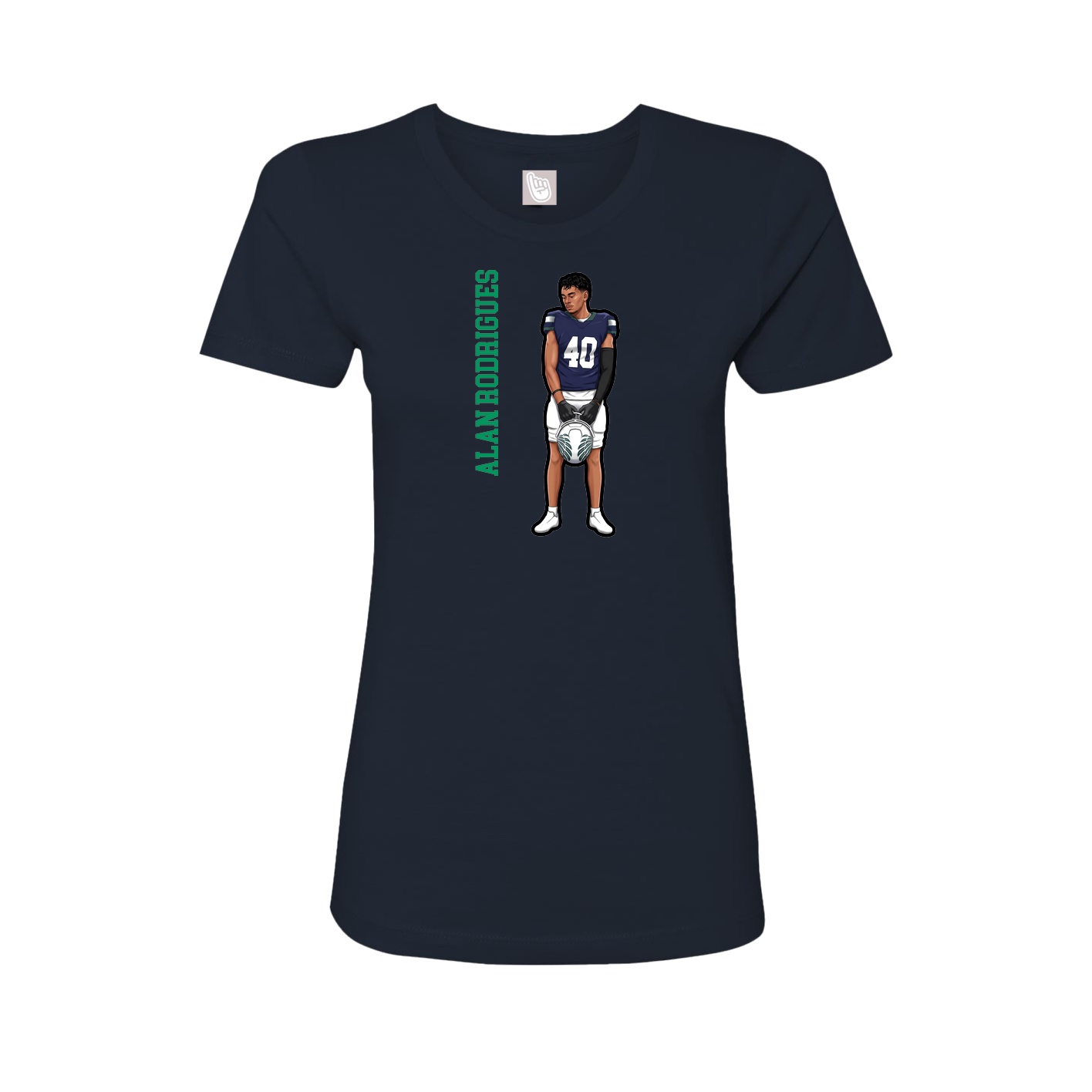 Fitted Women's Tee — Name Vertical in Navy