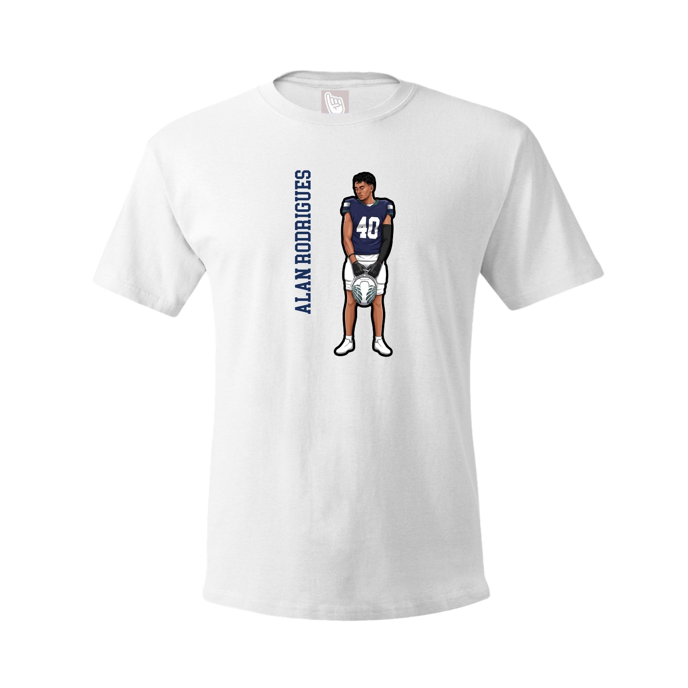 Youth Tee — Name Vertical in White