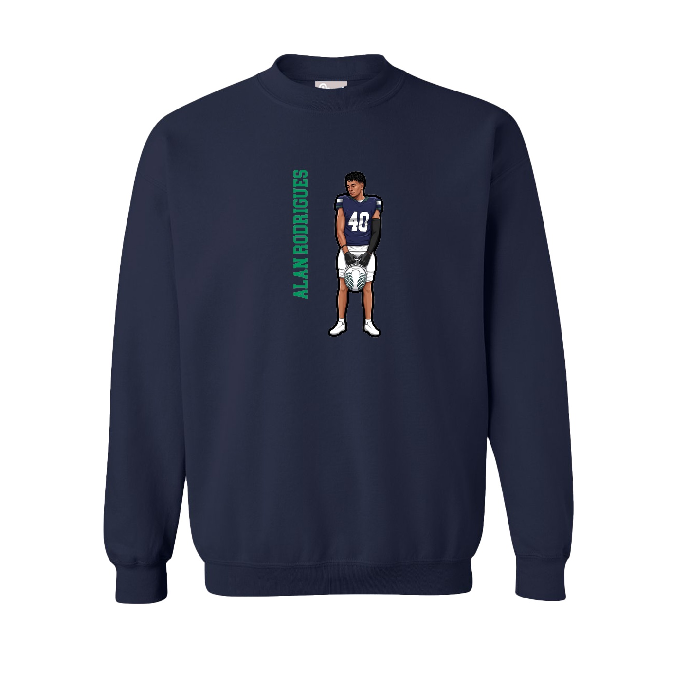 Fleece Crew — Name Vertical in Navy