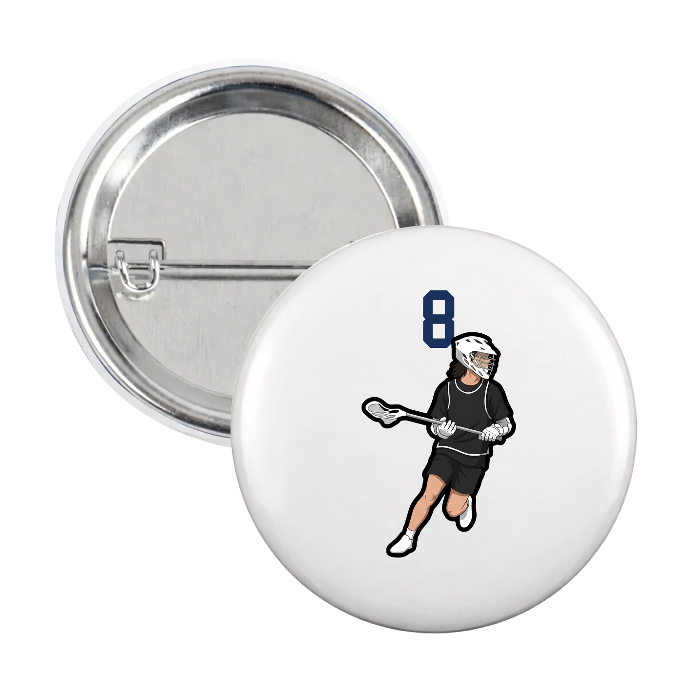 Game Day Button — Number Top in White