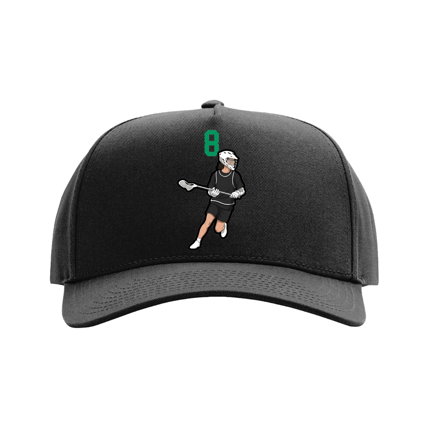 Full Fabric Five-Panel Champ Cap — Number Top in Black
