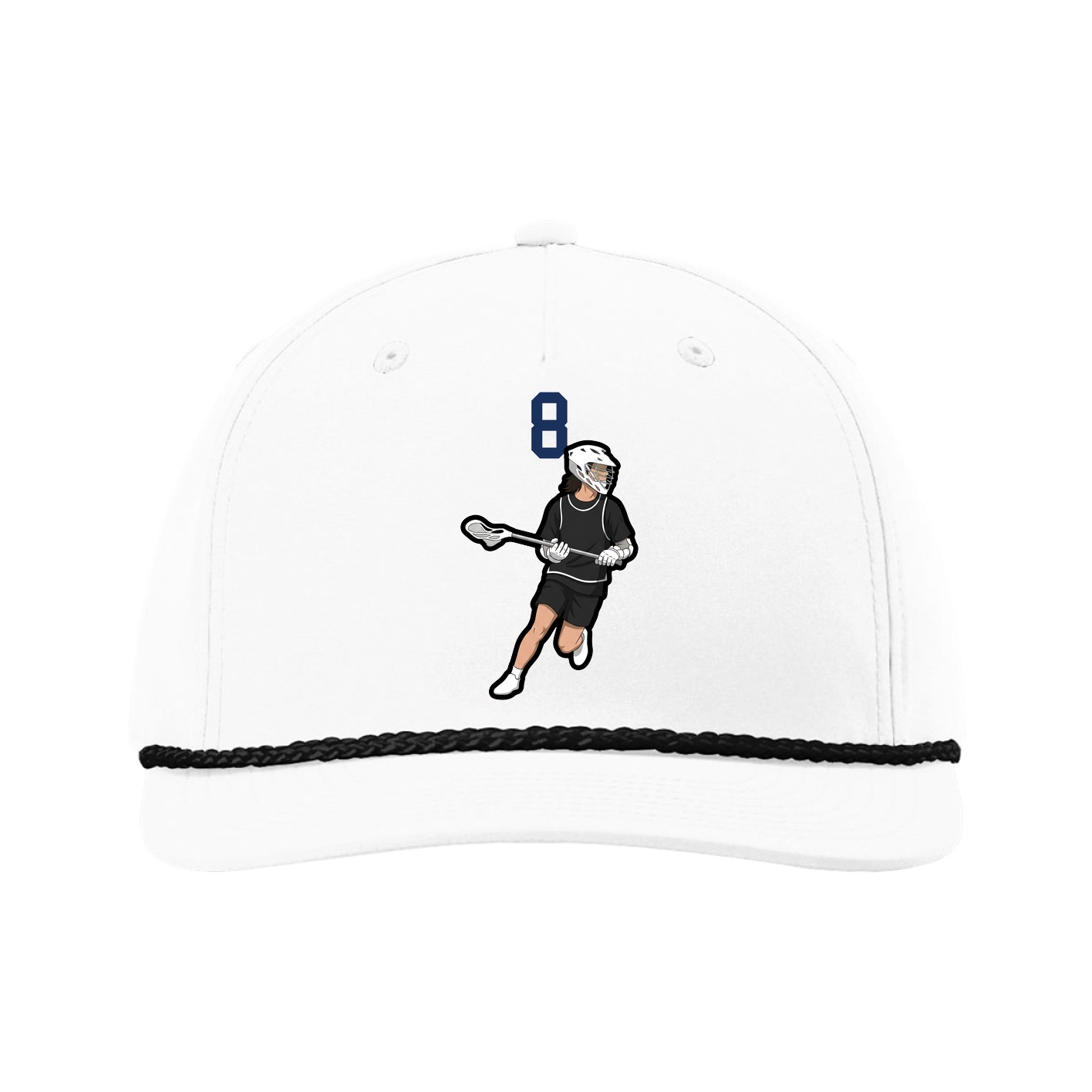Five-Panel Classic Rope Cap — Number Top in White