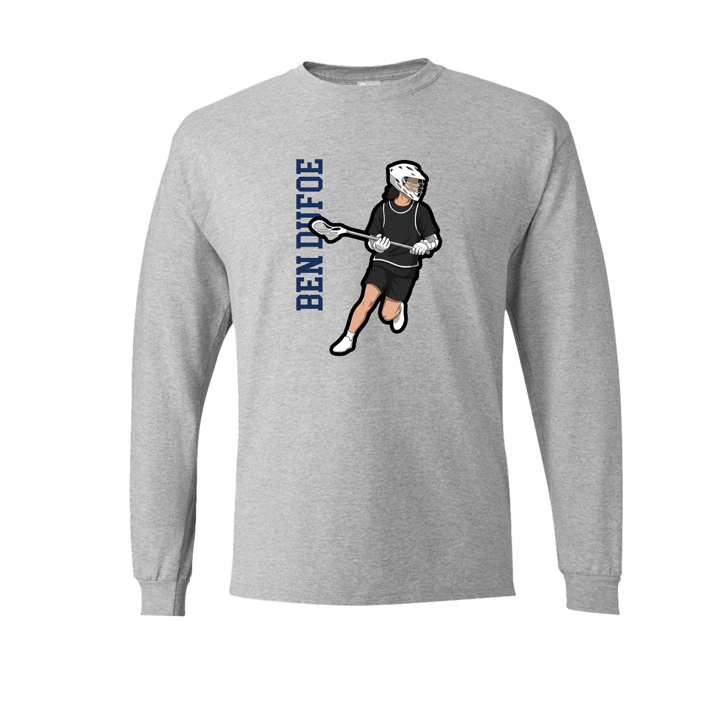 Long Sleeve Tee — Name Vertical in Grey