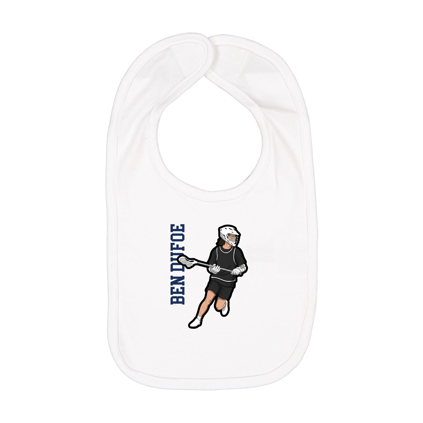 Infant Bib — Name Vertical in White