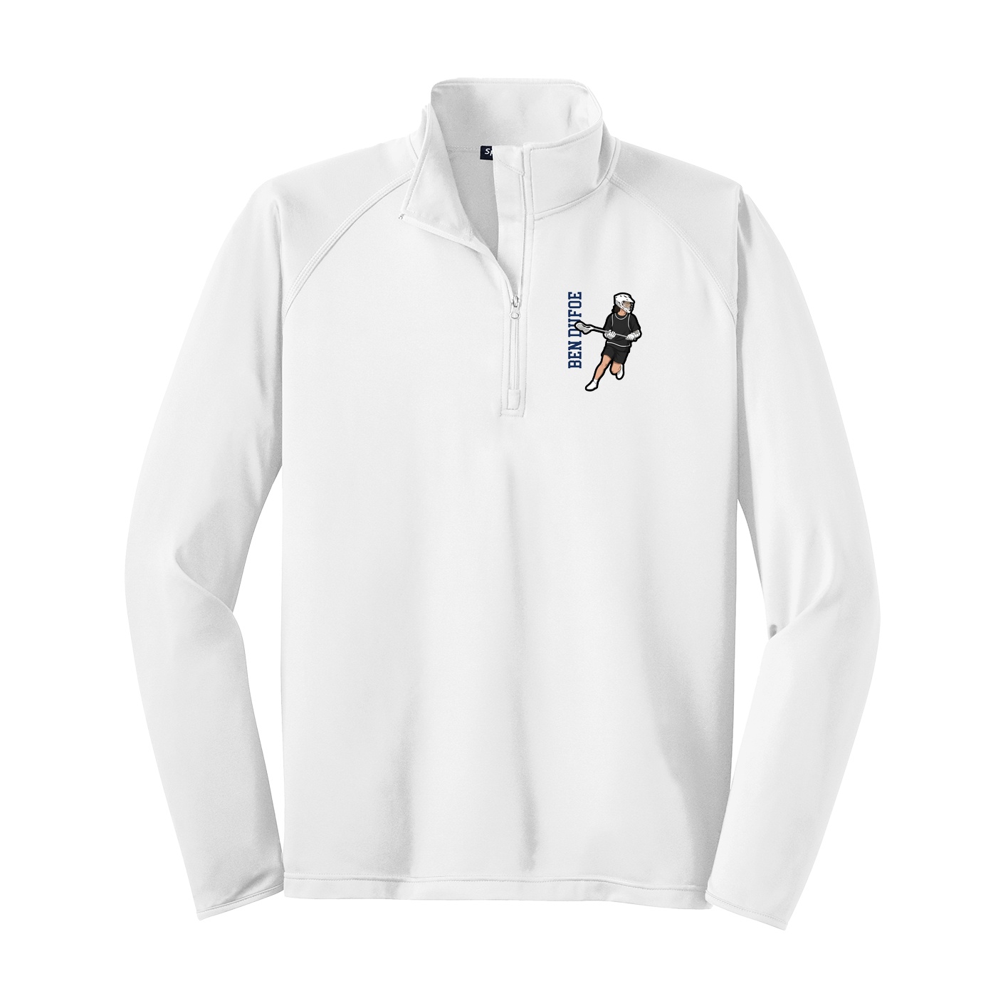 Q-Zip Pullover — Name Vertical in White