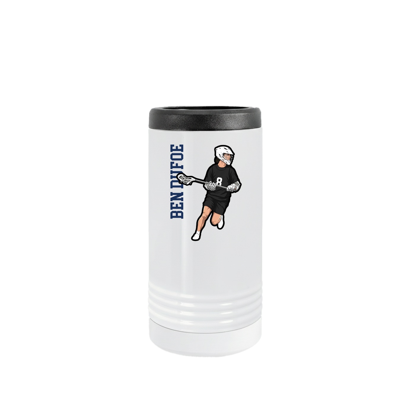 Slim Beverage Holder — Name Vertical in White