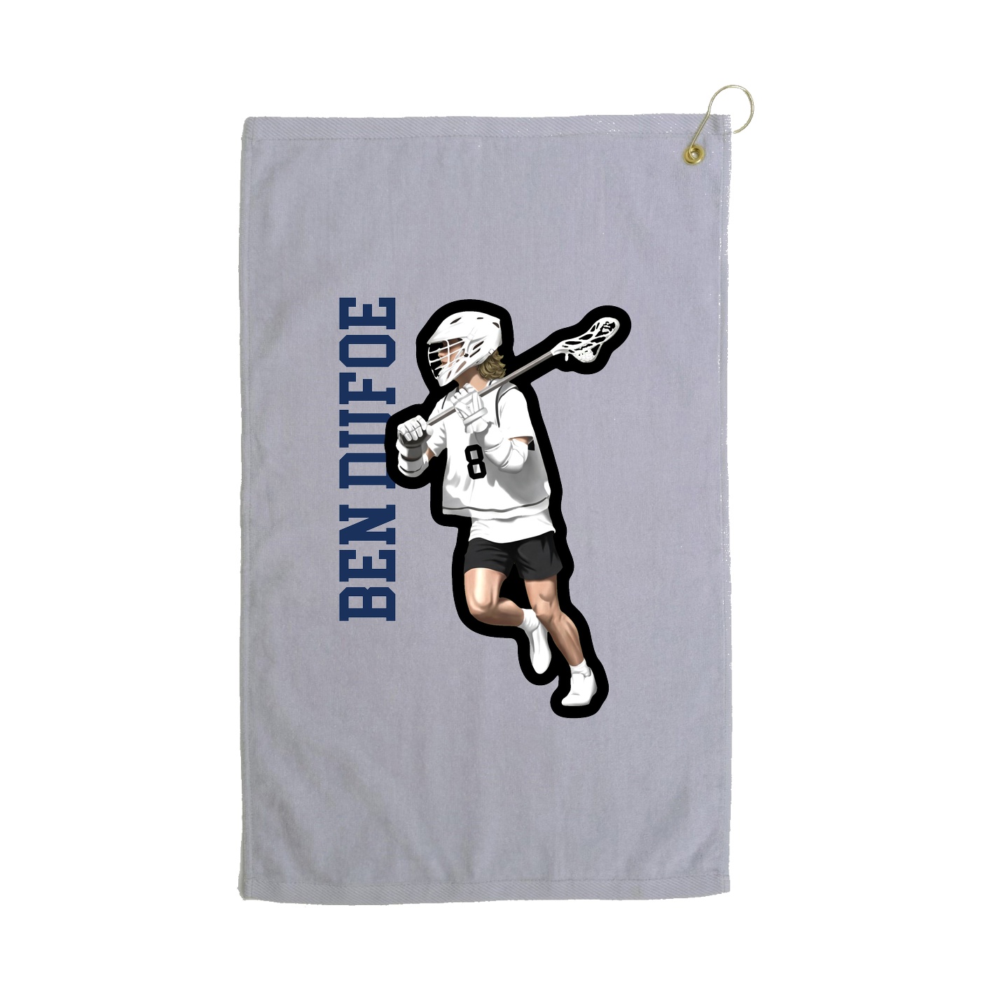 Golf Towel — Name Vertical in Grey
