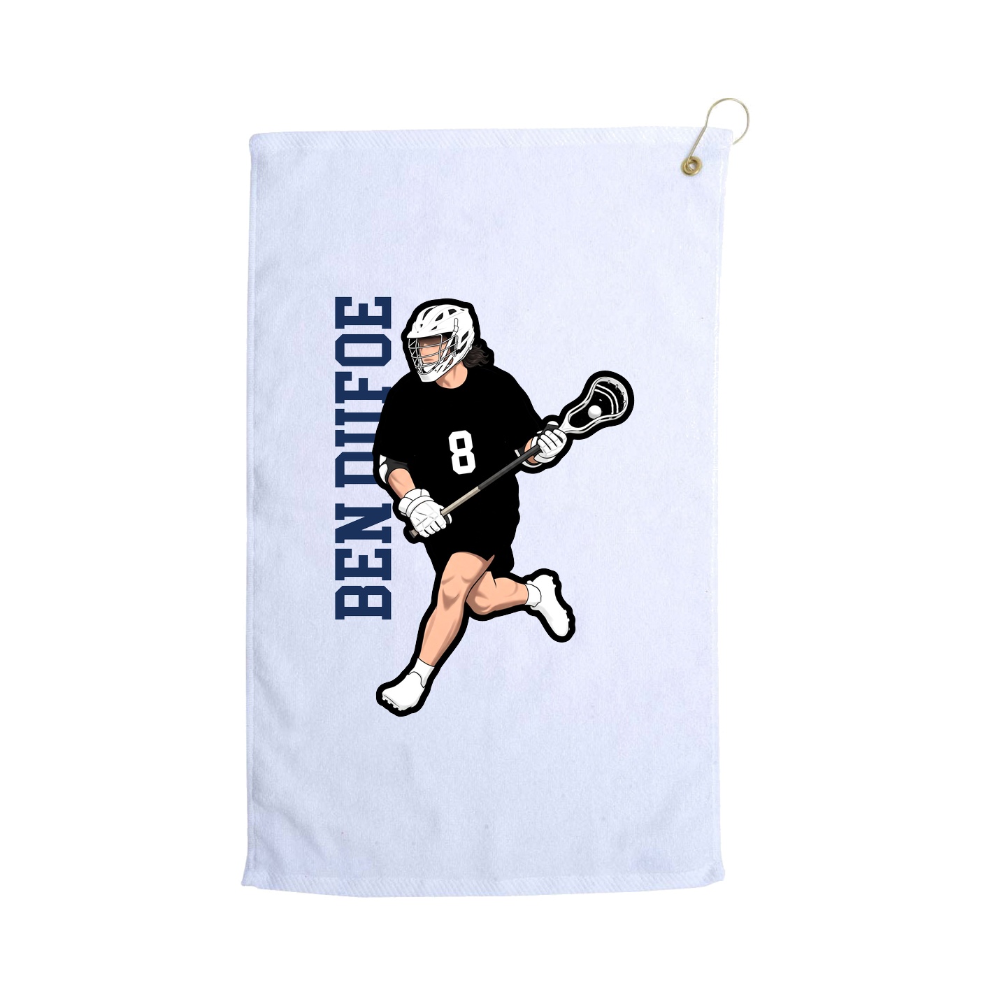Golf Towel — Name Vertical in White
