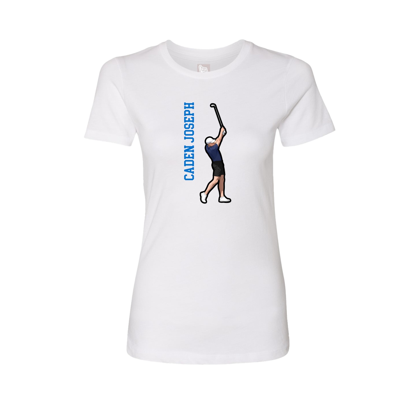 Fitted Women's Tee — Name Vertical in White