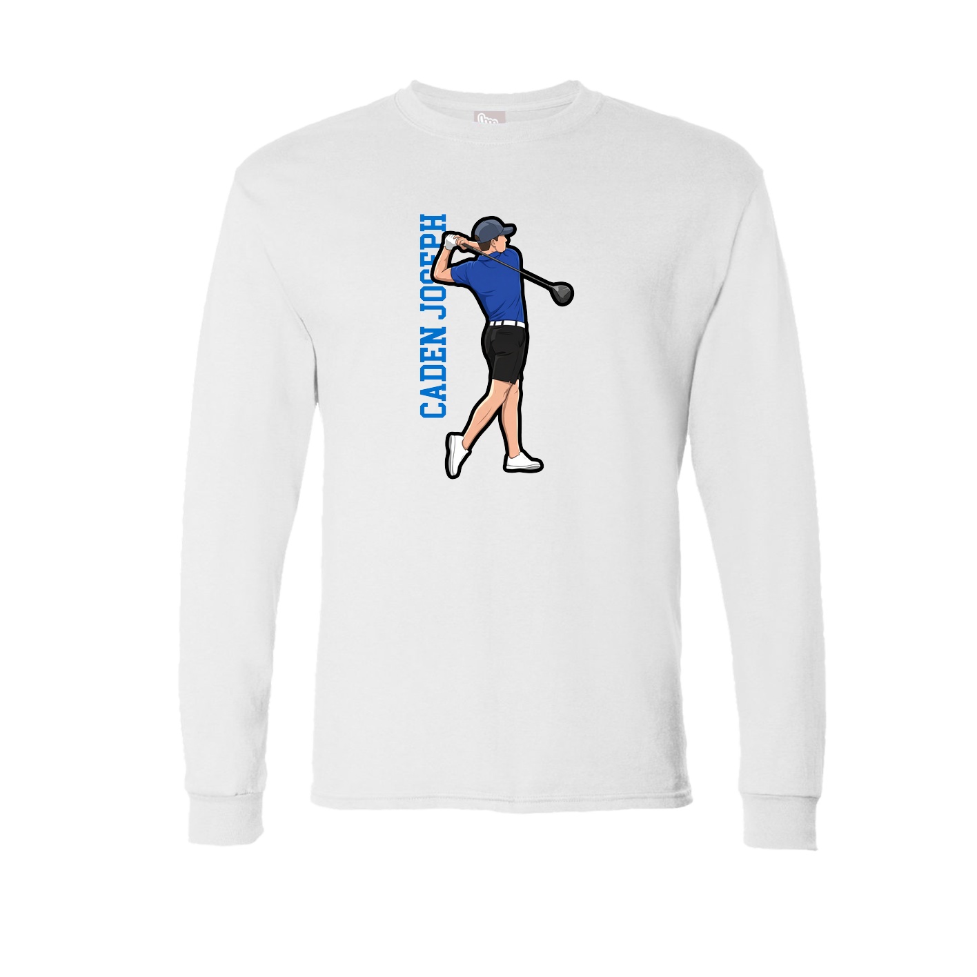 Long Sleeve Tee — Name Vertical in White