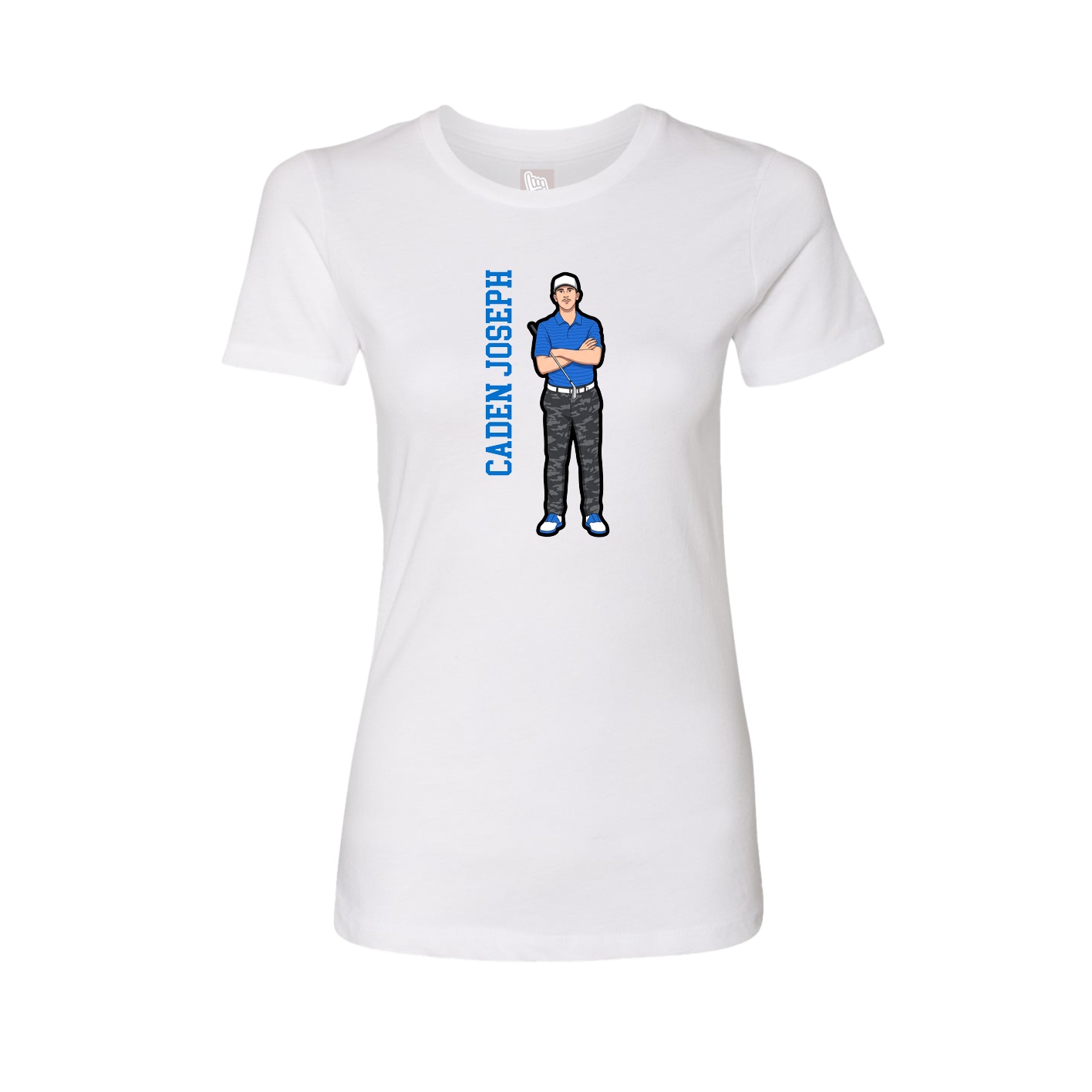 Fitted Women's Tee — Name Vertical in White