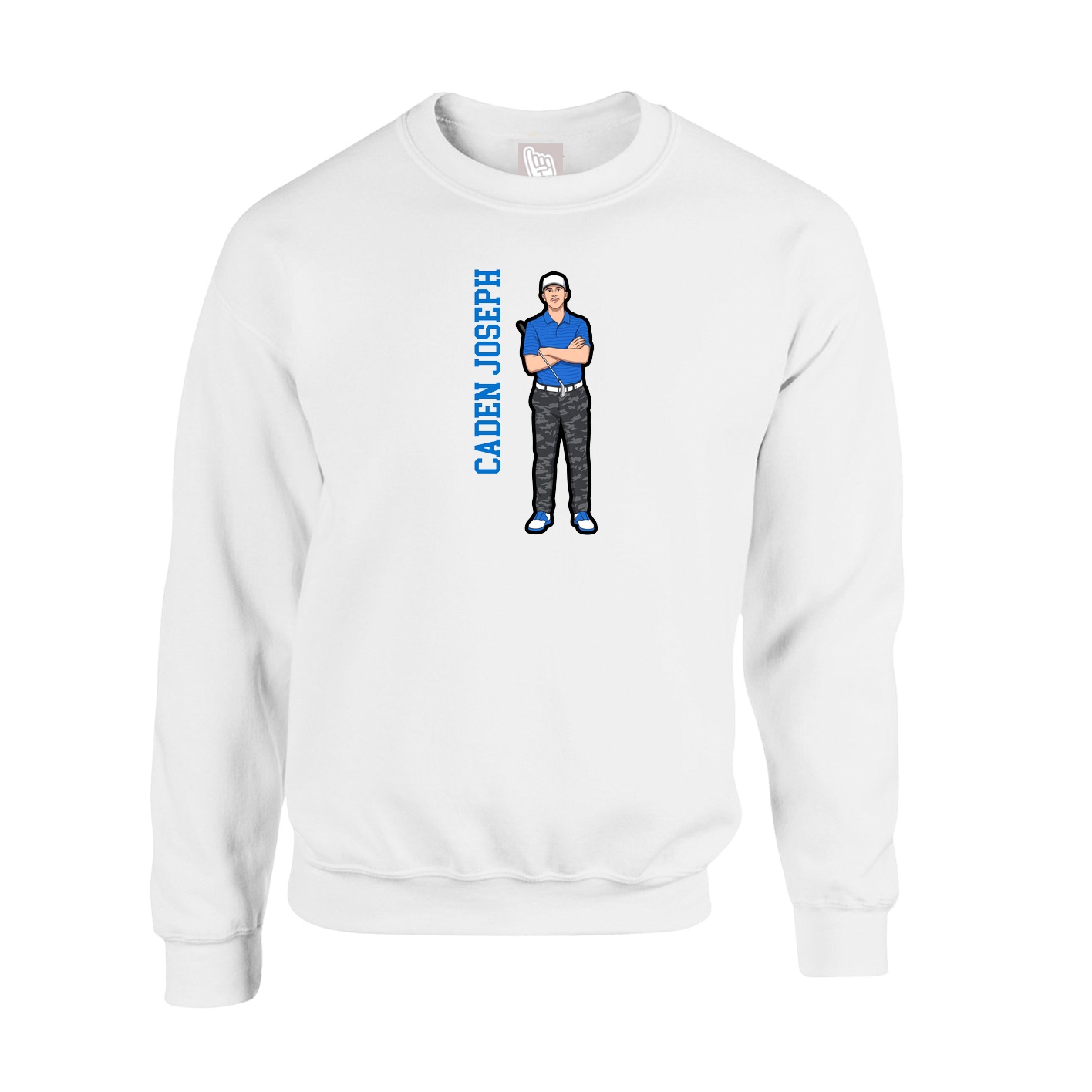 Fleece Crew — Name Vertical in White