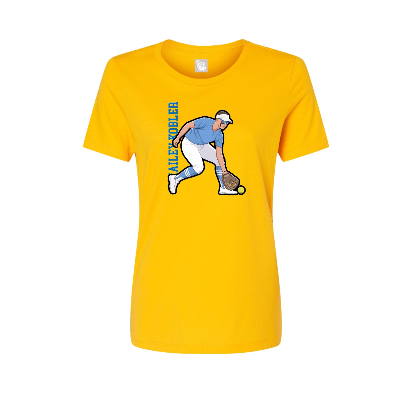 Fitted Women's Tee — Name Vertical in Gold