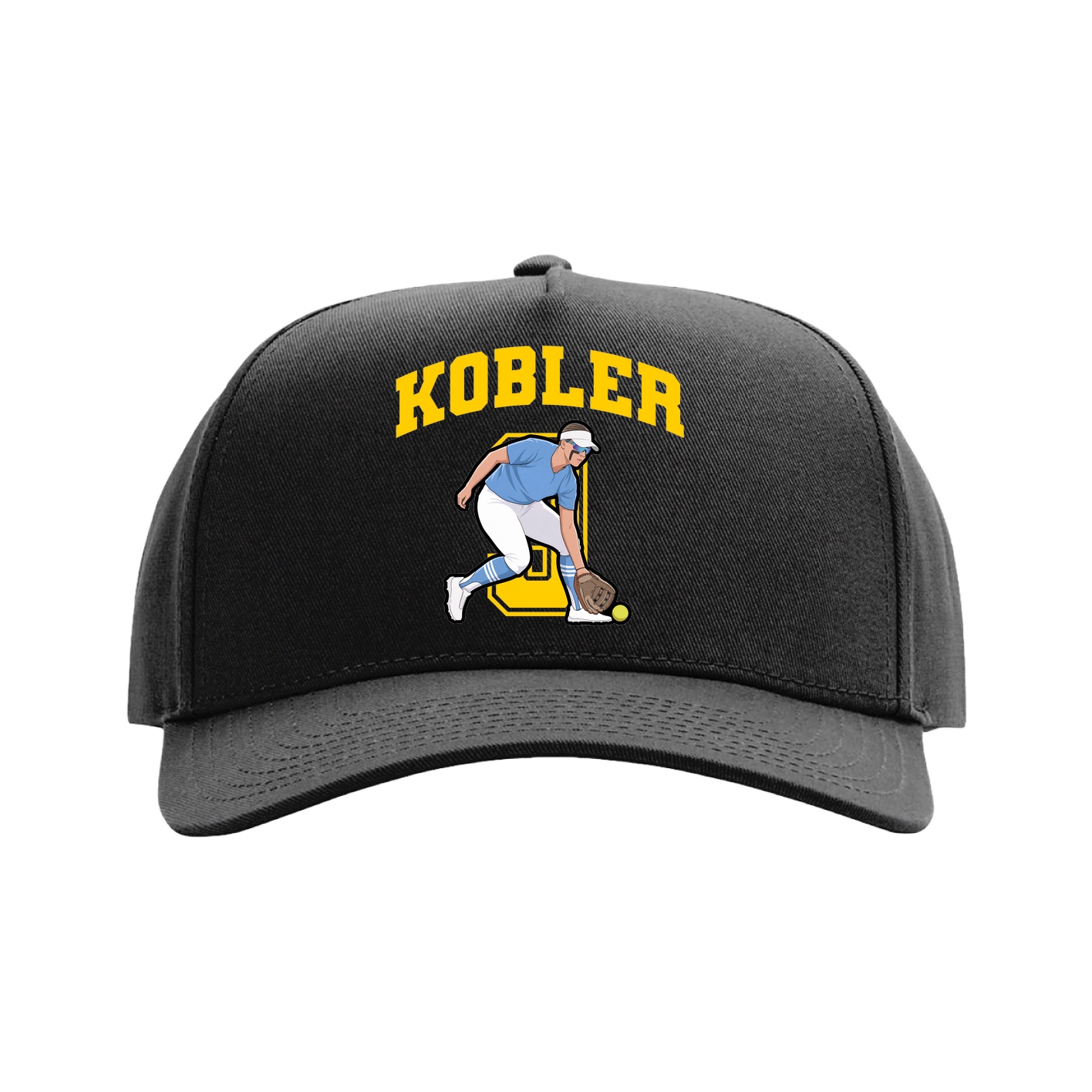 Full Fabric Five-Panel Champ Cap — Number in Black