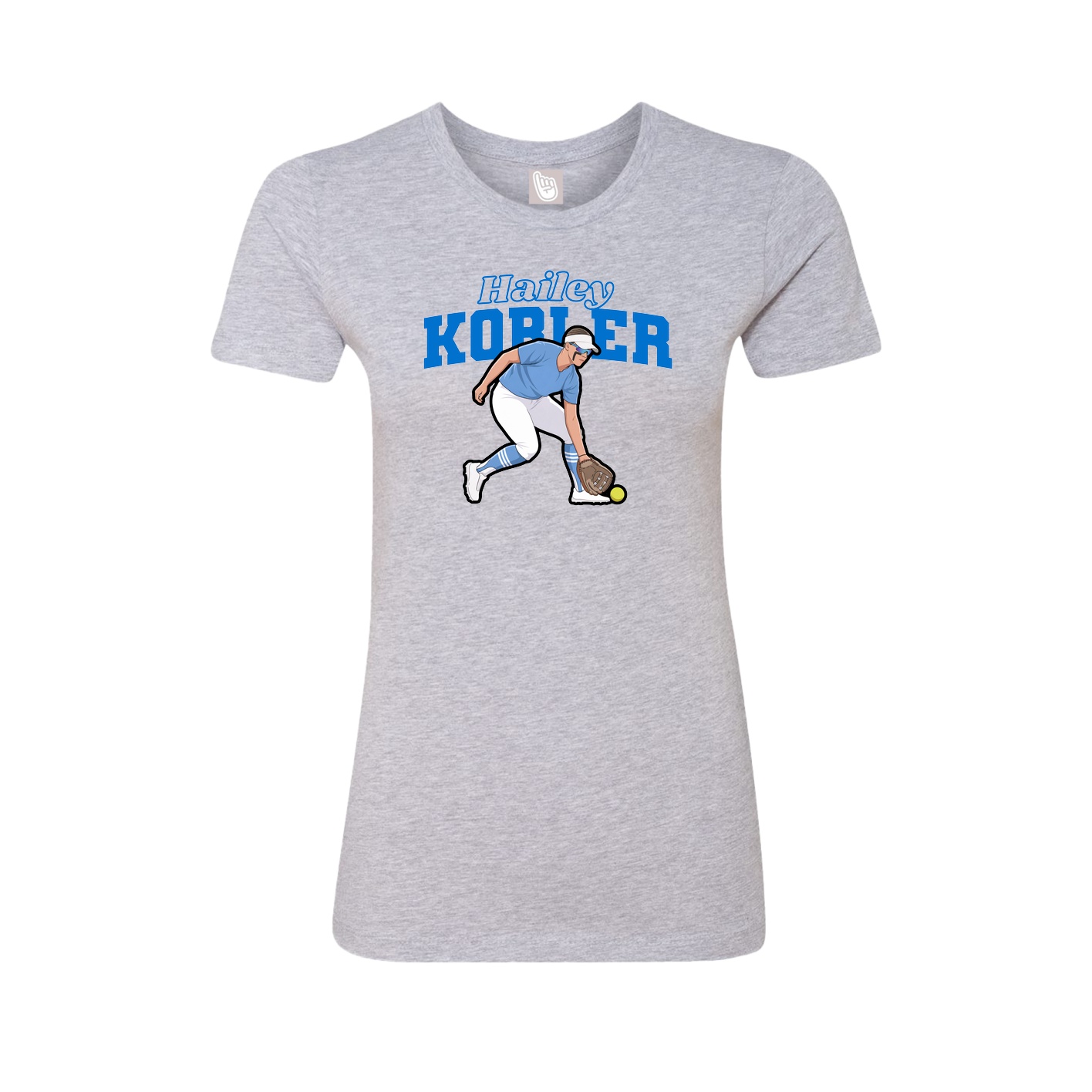 Fitted Women's Tee — Name Arch in Grey