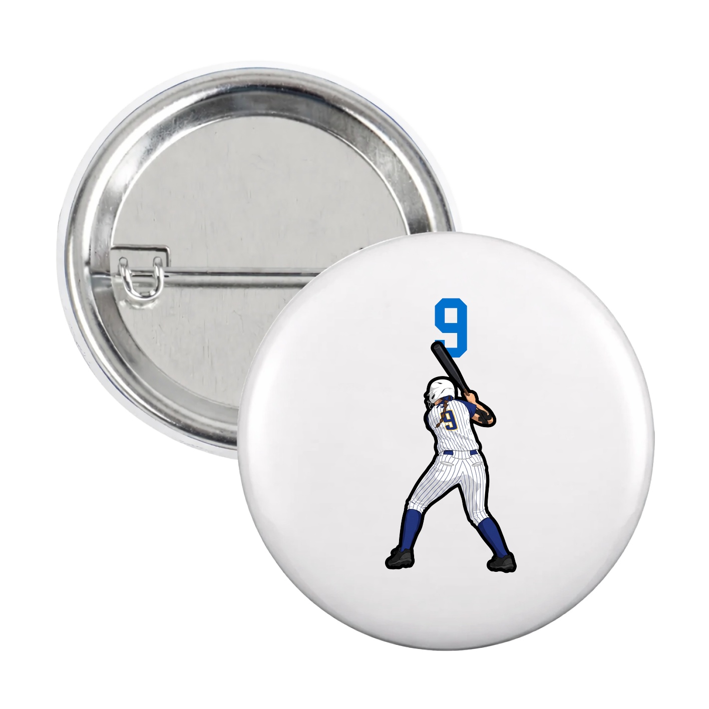 Game Day Button — Number Top in White