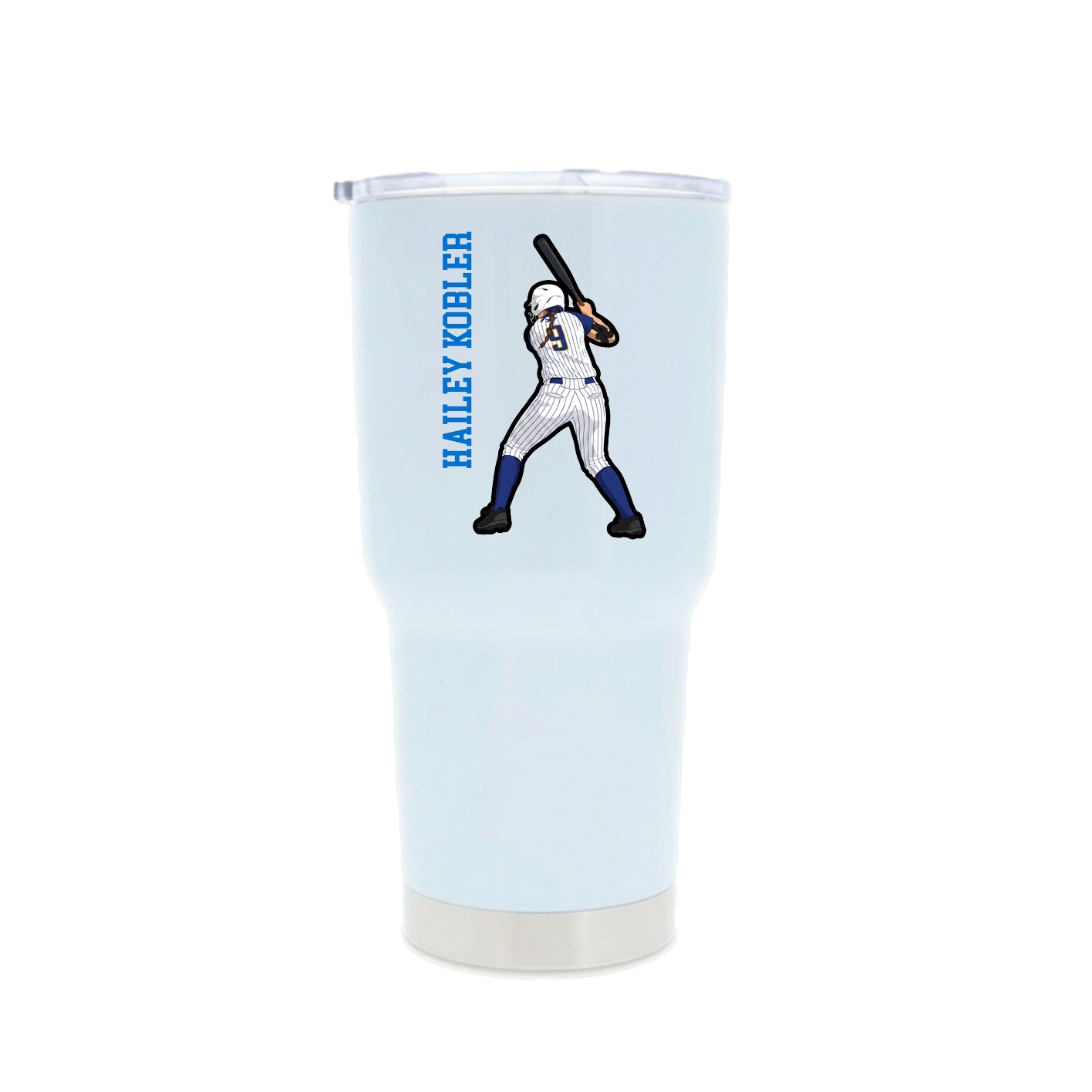 30oz Stainless Steel Tumbler — Name Vertical in White