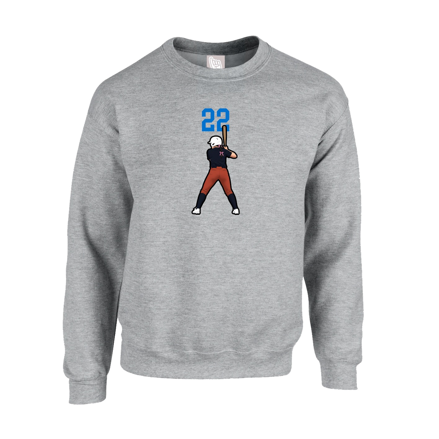 Fleece Crew — Number Top in Grey